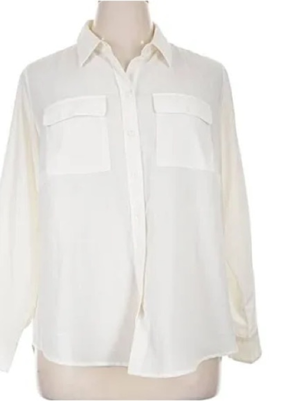 Apt 9: Woman 0X, Cream Button-Down Shirt - Classic Pocket Front